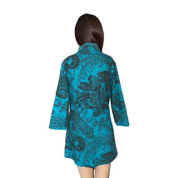 Gandy Couture Peacock /Floral Print Button-Down Shirt, Size S - Picture 16 of 16